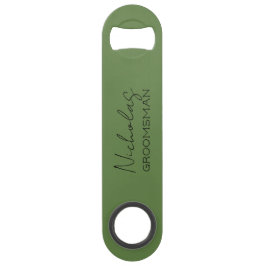 Abridor De Garrafa Bar Key Padrinho de casamento Personalizado Verde-Oliva