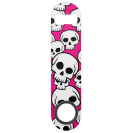 Abridor De Garrafa Bar Key Pink Skull Pattern Stainless Steel Bottle Opener