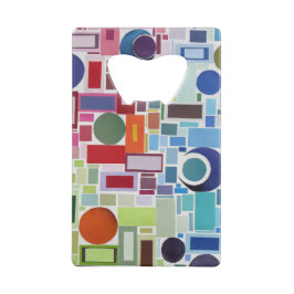 Abridor De Garrafa Cartão Em Forma De Crédito abstrato de Colagem de Mosaico Retroativo Disco 60