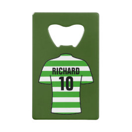 Abridor De Garrafa Cartão Em Forma De Crédito Camisa de futebol em arcos verdes e brancos