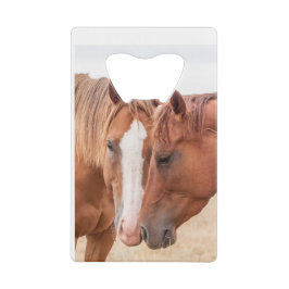 Abridor De Garrafa Cartão Em Forma De Crédito Cavalos fungando em uma pastagem