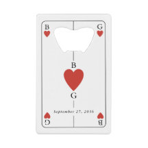 Monogram Hearts Playing Card Wedding Bar Bottle