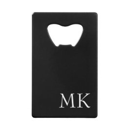 Abridor De Garrafa Cartão Em Forma De Crédito Monograma branco preto