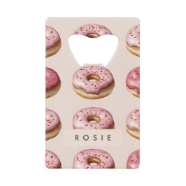 Abridor De Garrafa Cartão Em Forma De Crédito Padrão de Rosquinha rosa personalizado monograma