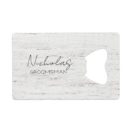 Abridor De Garrafa Cartão Em Forma De Crédito Partido Bridal Personalizada da Madeira Whitewash