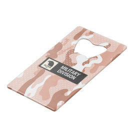 Abridor De Garrafa Cartão Em Forma De Crédito Soft Peach Camouflage Polka Dot Pattern