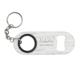 Abridor De Garrafa Chaveiro Partido Bridal Personalizada da Madeira Whitewash