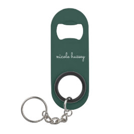 Abridor De Garrafa Chaveiro Script Verde Esmeralda | Na moda Monograma Moderno