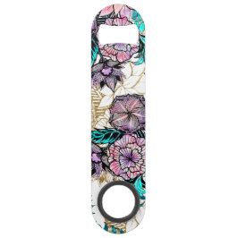 Abridor De Garrafa Speed Aguarela floral Dourado cor-de-rosa feminino das