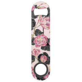 Abridor De Garrafa Speed Feminino coram as flores cor-de-rosa e pretas da