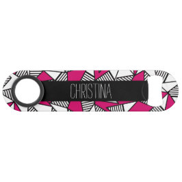 Abridor De Garrafa Speed Monograma listrado branco e cor-de-rosa preto dos