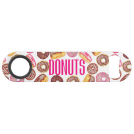 Abridor De Garrafa Speed Tipografia cor-de-rosa da rosquinha e rosquinhas
