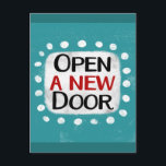 Abrir um Cartão Postal de Nova Porta<br><div class="desc">"Abrir uma Nova Porta" é uma citação inspiradora ou motivacional bonitinha com uma forma de sotaque branca cercada por pontos brancos texturizados.</div>