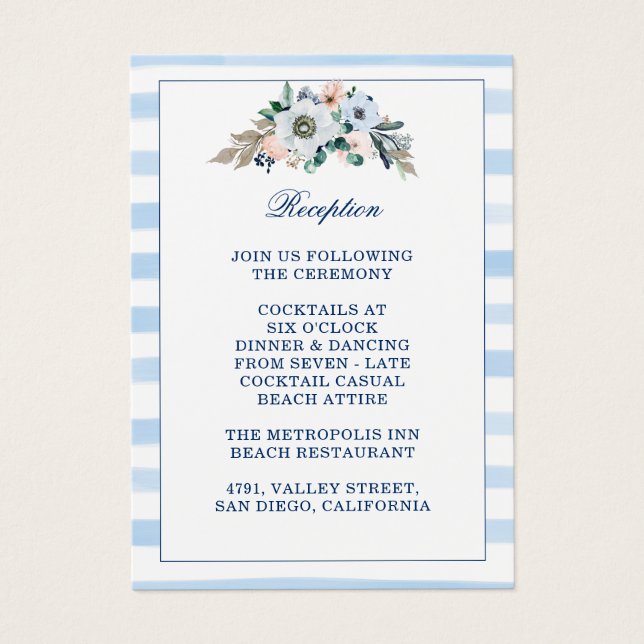 Absorção de Praia Floral Blue Stripes (Frente)