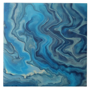 Abstração acrílica branca azul-ciano de mármor