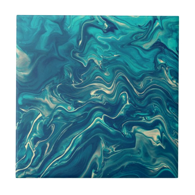 Abstração de acrílico do mármore azul e branco (Frente)