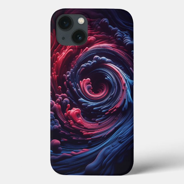 Abstract 3D Fluid Vortex Phone Case - Deep Magenta (Verso)