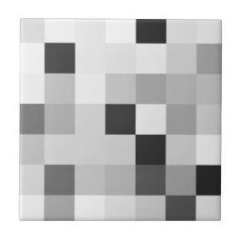 Abstract Black and White Pixelated Mosaic Grid