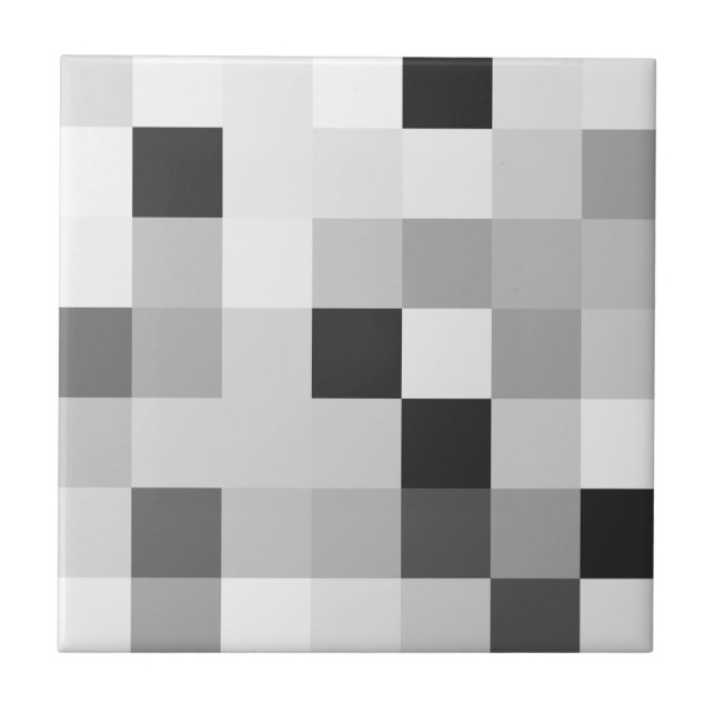 Abstract Black and White Pixelated Mosaic Grid (Frente)