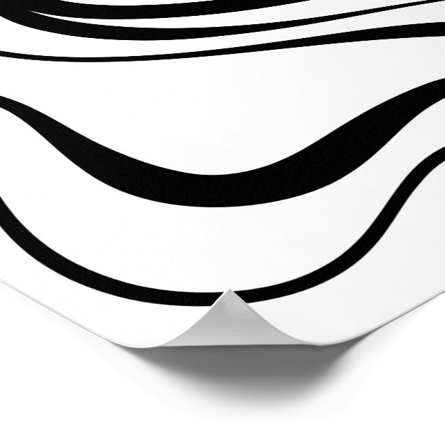 Abstract Black and White Wavy Lines Poster (Borda)