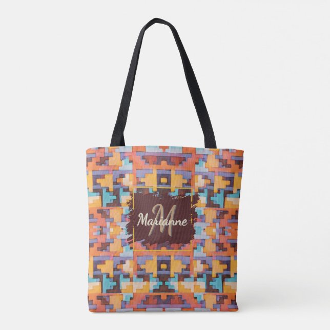 Abstract Bright Earth Tones Southwest Tote (Verso)