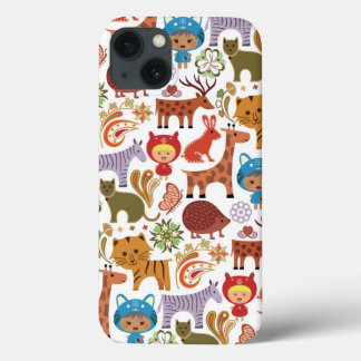 Abstract Child and Animals Pattern