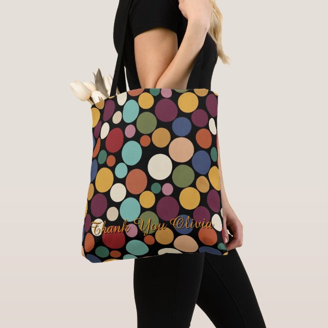 Abstract Circle Custom Message Gift Tote Bag (Close Up)
