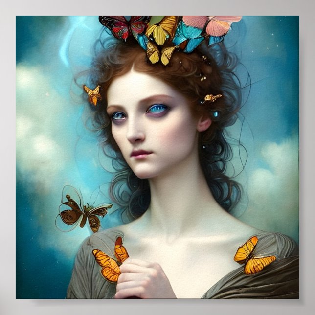Abstract Colorful Butterfly Princess Poster (Frente)