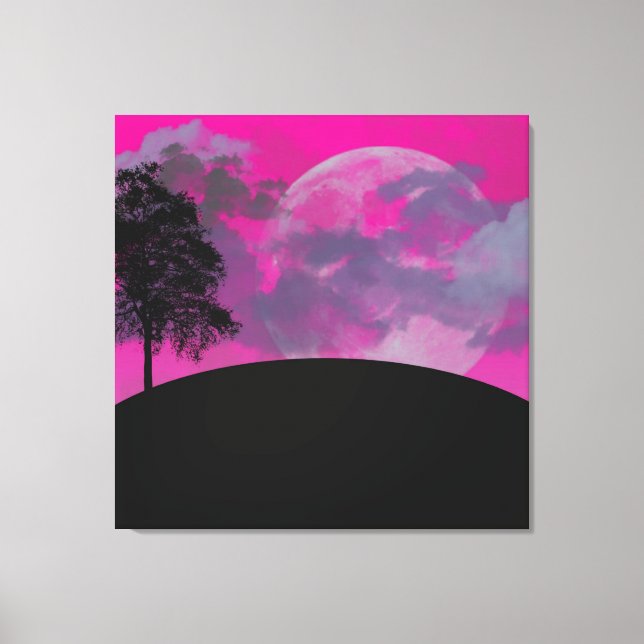 Abstract Crimson Moon Wrapped Canvas Print (Frente)