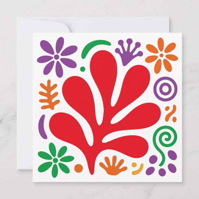 Abstract Floral Flat Card–Colorful Modern Folk Art (Frente)