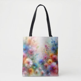 Abstract Floral Tote in Watercolor Style