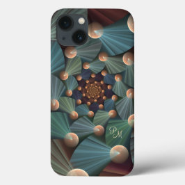 Abstract Fractal Art Brown, Slate, Blue Monogram