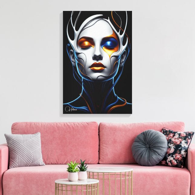 Abstract Futuristic Woman Portrait Canvas Art (Insitu(Sala de estar))