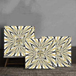 Abstract Gold and Black Floral Burst