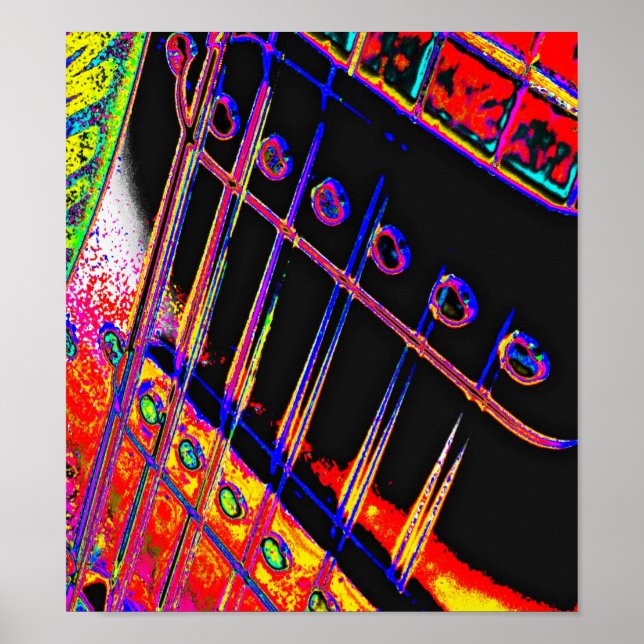 Abstract Guitar Modern Pop Art Poster Rock N Roll (Frente)
