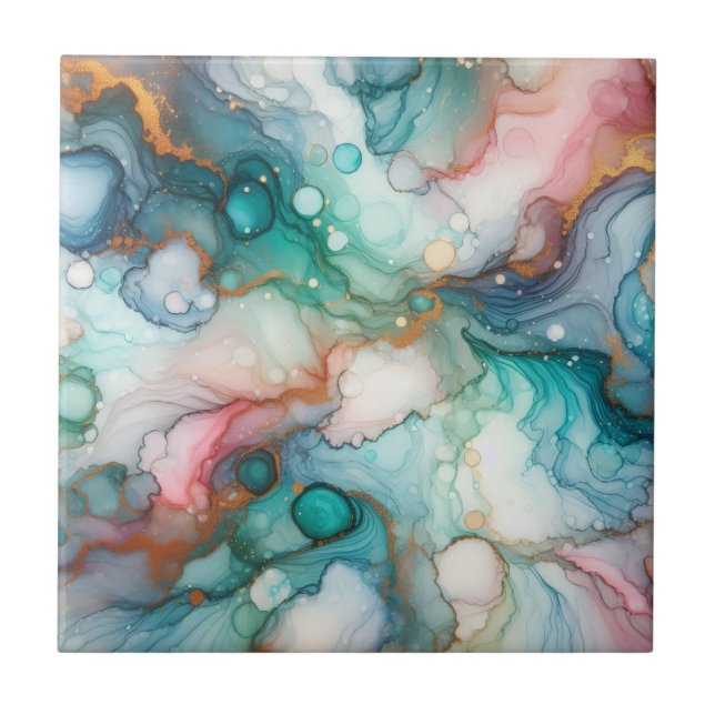 Abstract in Pink, Teal, Blue, and Gold (Frente)