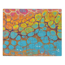 Abstract Morning Glory Yellow Teal Orange Pink