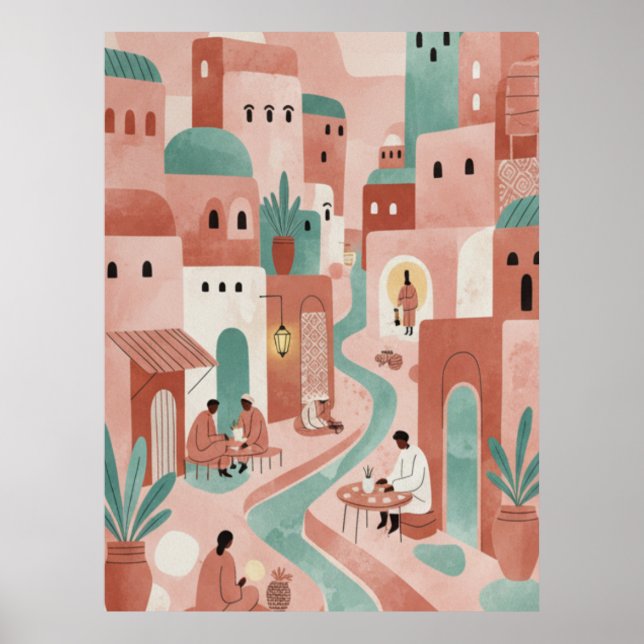 Abstract Moroccan Market Vibe Poster (Frente)