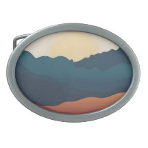 Abstract mountain layers in deep blue and orange