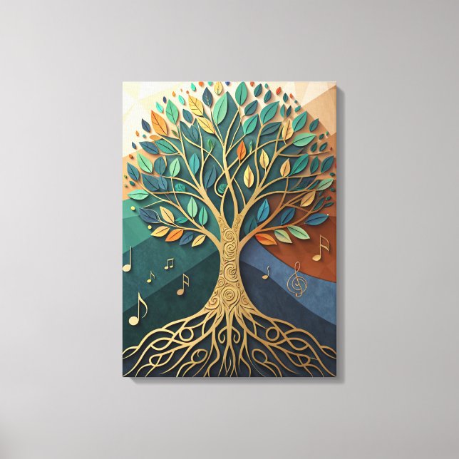 Abstract Nature Symphony Tree of Music Canvas Wall (Frente)