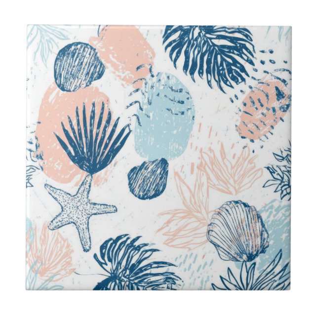Abstract Nautical Beach Blue Peach Distressed (1) (Frente)