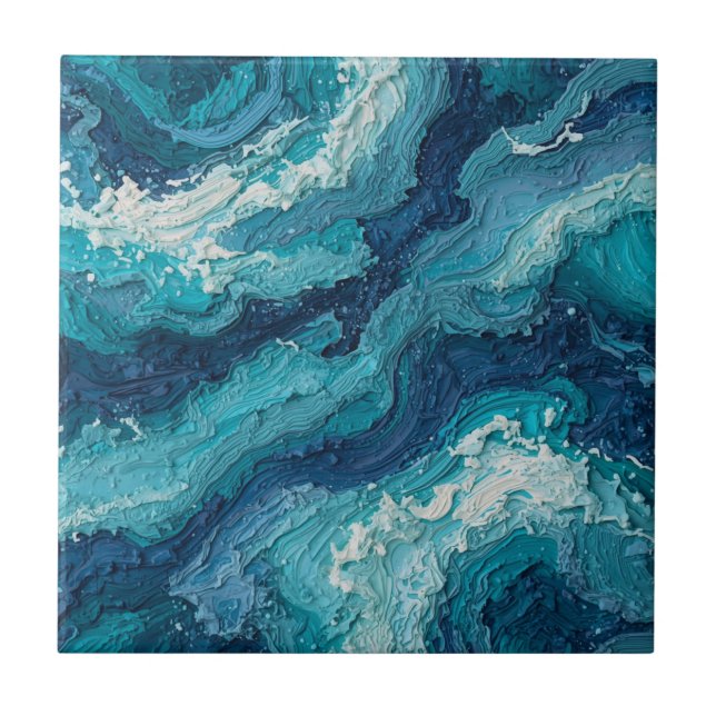 Abstract Ocean Wave Texture Ceramic Tile (Frente)