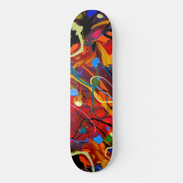 Abstract Paint Splatter Skateboard (Frente)