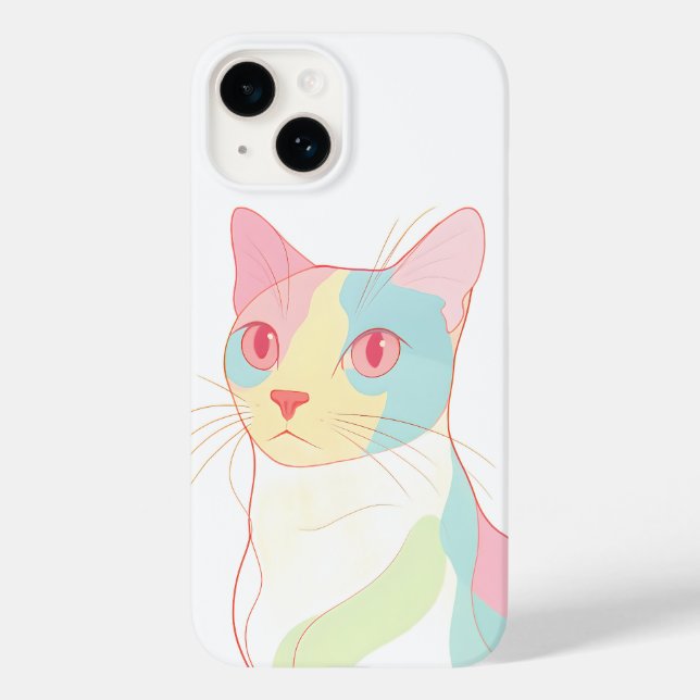Abstract Pastel Cat Art Phone Case - Modern Minima (Verso)