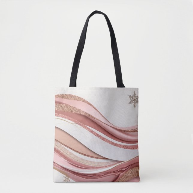 Abstract Pink and Gold Glitter Waves Tote Bag (Frente)