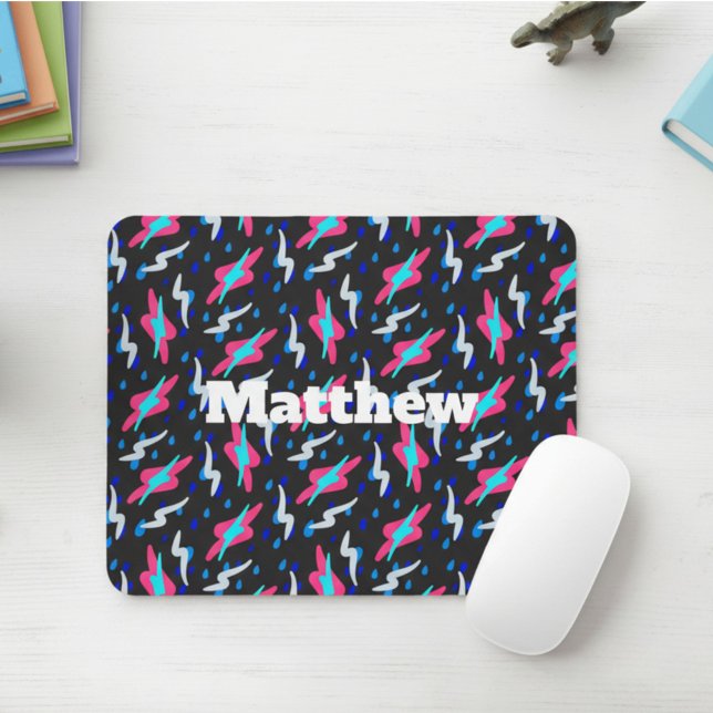 Abstract Retro Lightning Custom Square Mouse Pad (Criador carregado)