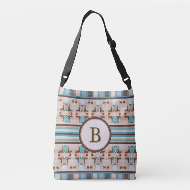 Abstract Southwest Blue and Brown Tote Bag (Verso)