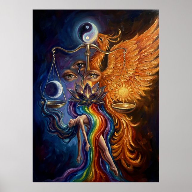 Abstract Spiritual Art Poster “Phoenix & Lotus Reb (Frente)