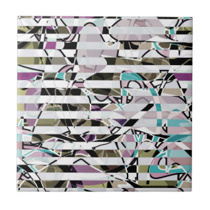 Abstract striped pattern stripes beige turquoise p