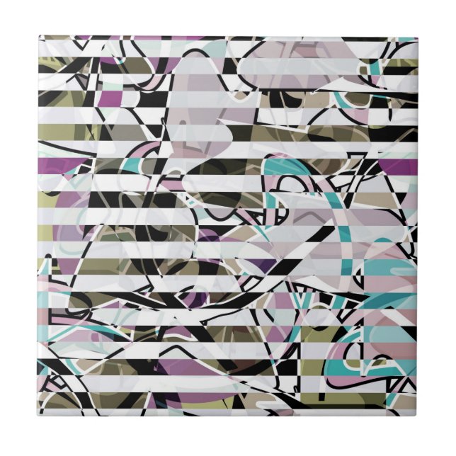 Abstract striped pattern stripes beige turquoise p (Frente)